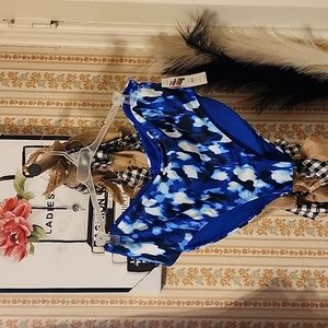 Womens NWT Time & Tru Sz XL 16 -18 Mix&Match Swim Bottom Deepest Dye Blue White